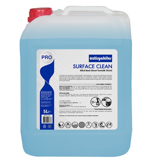 SURFACE CLEAN ALKOL BAZLI GENEL TEMİZLİK ÜRÜNÜ (KALICI LİMON KOKULU)  5L